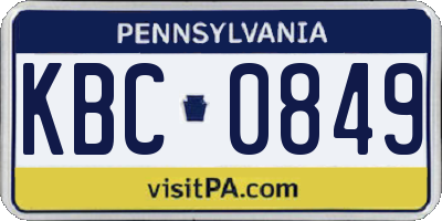 PA license plate KBC0849