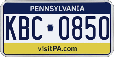 PA license plate KBC0850