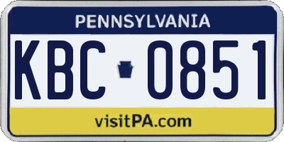 PA license plate KBC0851