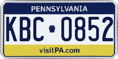 PA license plate KBC0852
