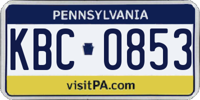 PA license plate KBC0853