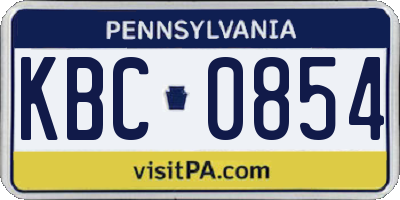 PA license plate KBC0854
