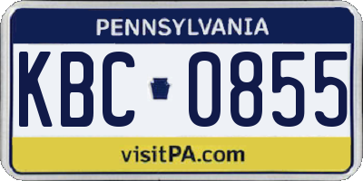 PA license plate KBC0855