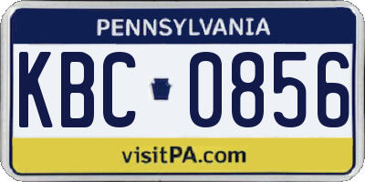 PA license plate KBC0856