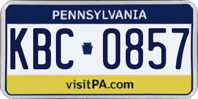 PA license plate KBC0857