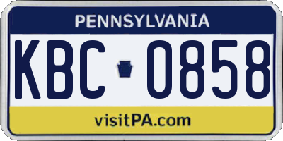 PA license plate KBC0858