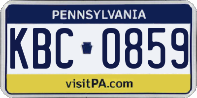 PA license plate KBC0859