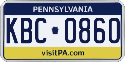 PA license plate KBC0860