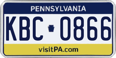 PA license plate KBC0866