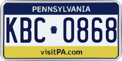 PA license plate KBC0868