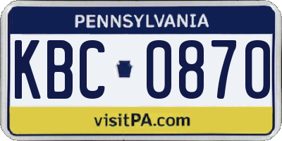 PA license plate KBC0870