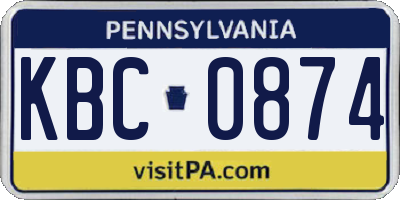 PA license plate KBC0874