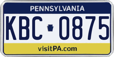 PA license plate KBC0875