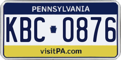 PA license plate KBC0876