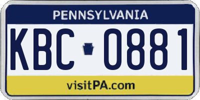 PA license plate KBC0881