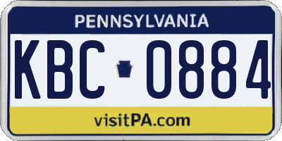 PA license plate KBC0884