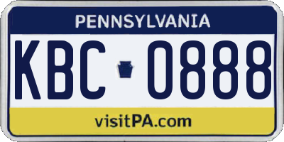 PA license plate KBC0888