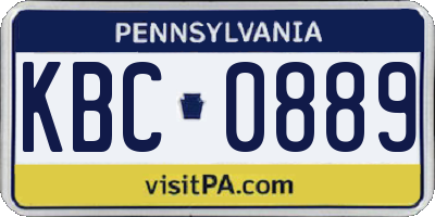 PA license plate KBC0889