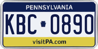 PA license plate KBC0890