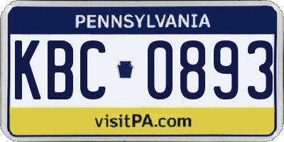 PA license plate KBC0893