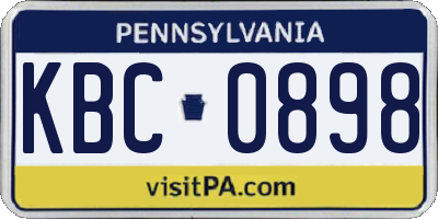 PA license plate KBC0898