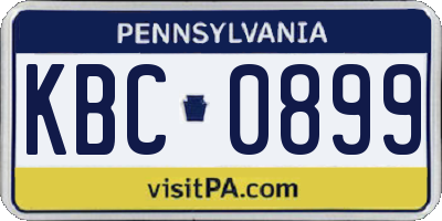 PA license plate KBC0899