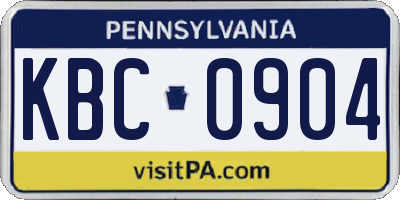 PA license plate KBC0904