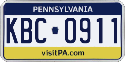 PA license plate KBC0911