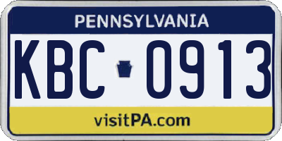 PA license plate KBC0913