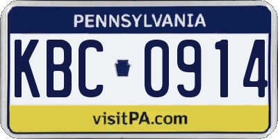 PA license plate KBC0914