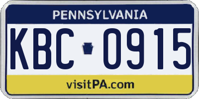 PA license plate KBC0915