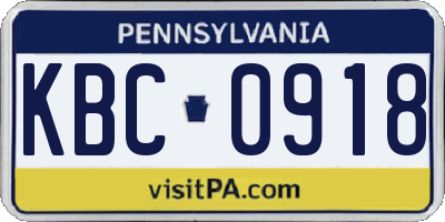 PA license plate KBC0918