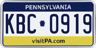 PA license plate KBC0919