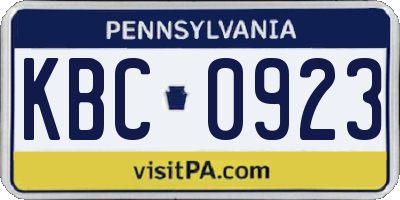 PA license plate KBC0923