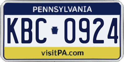 PA license plate KBC0924