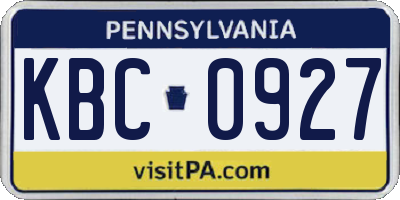 PA license plate KBC0927