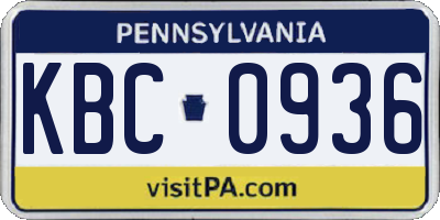 PA license plate KBC0936