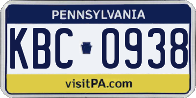 PA license plate KBC0938
