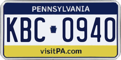 PA license plate KBC0940