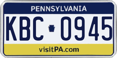 PA license plate KBC0945