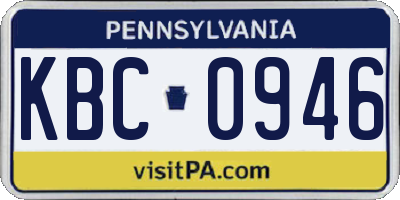 PA license plate KBC0946
