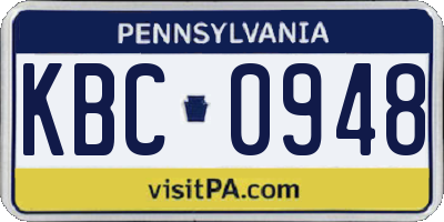 PA license plate KBC0948