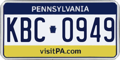 PA license plate KBC0949