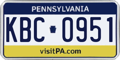 PA license plate KBC0951