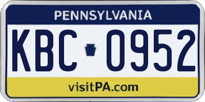 PA license plate KBC0952