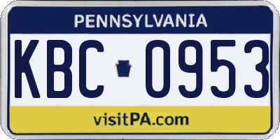 PA license plate KBC0953