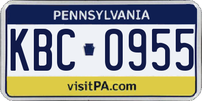 PA license plate KBC0955
