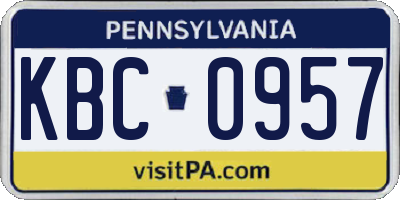 PA license plate KBC0957