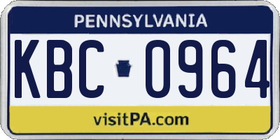 PA license plate KBC0964