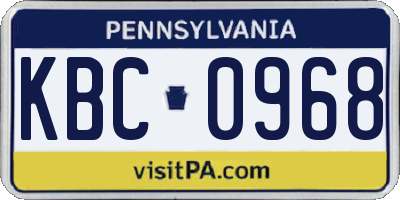 PA license plate KBC0968